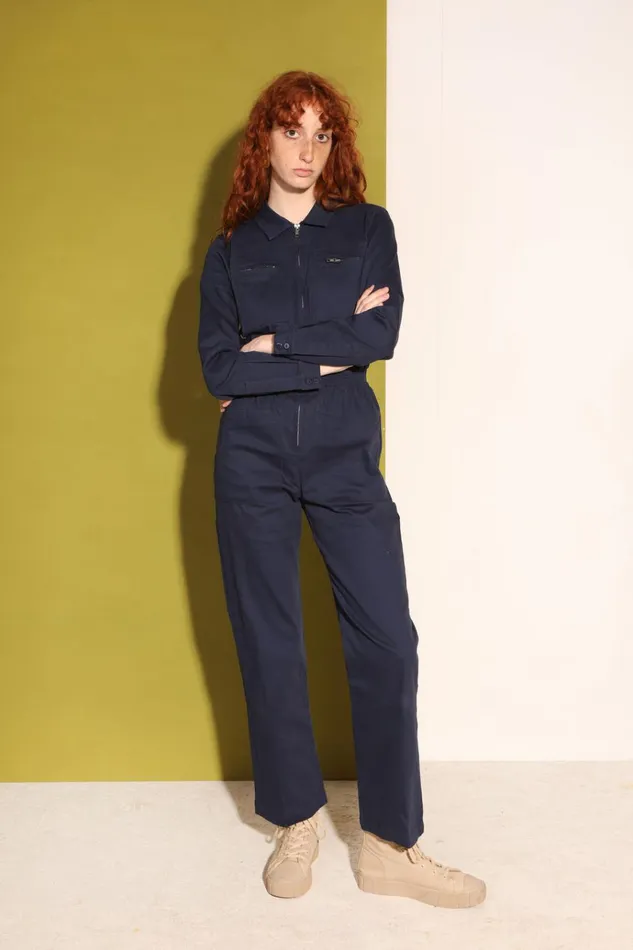 Women Danny Stretch Drill Boilersuit Navy LF Markey One Pieces