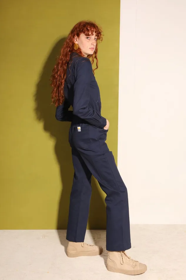 Women Danny Stretch Drill Boilersuit Navy LF Markey One Pieces