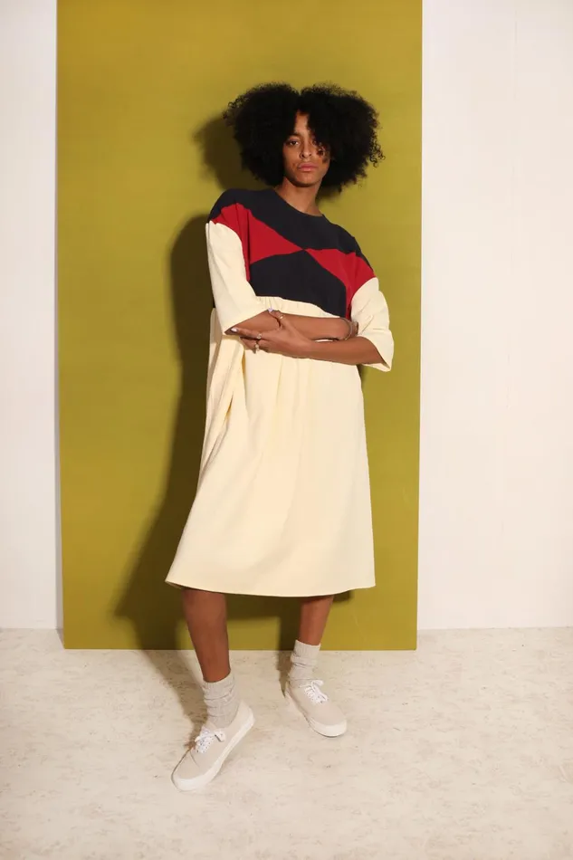 Women Eames Dress Ecru Patchwork LF Markey Dresses