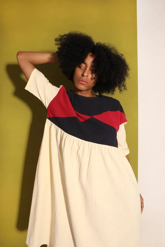 Women Eames Dress Ecru Patchwork LF Markey Dresses