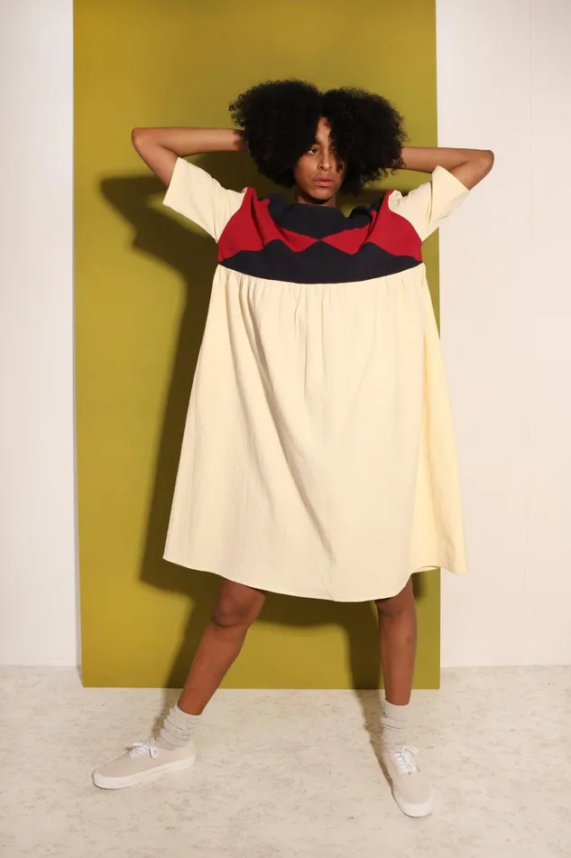 Women Eames Dress Ecru Patchwork LF Markey Dresses