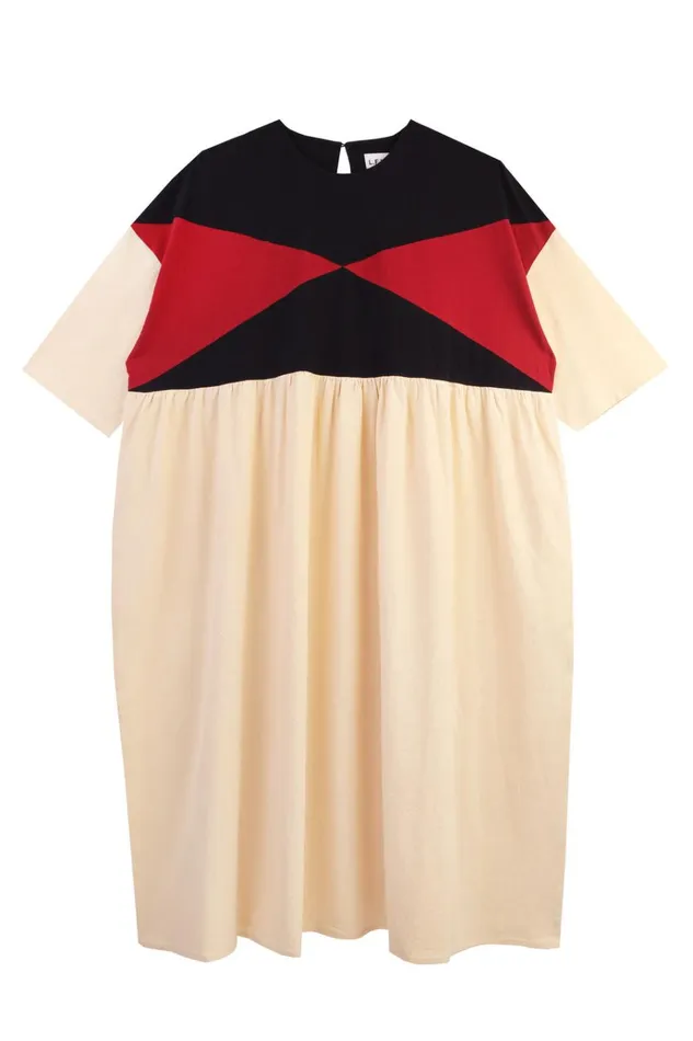 Women Eames Dress Ecru Patchwork LF Markey Dresses