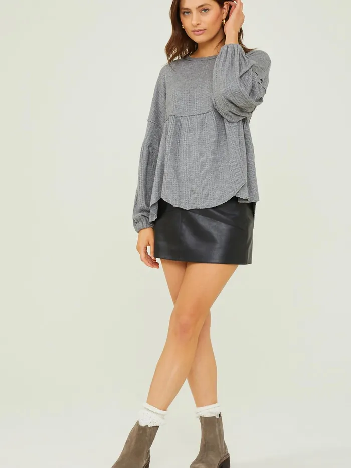 Women Eilish Babydoll Top Charcoal Altar039d State Blouses