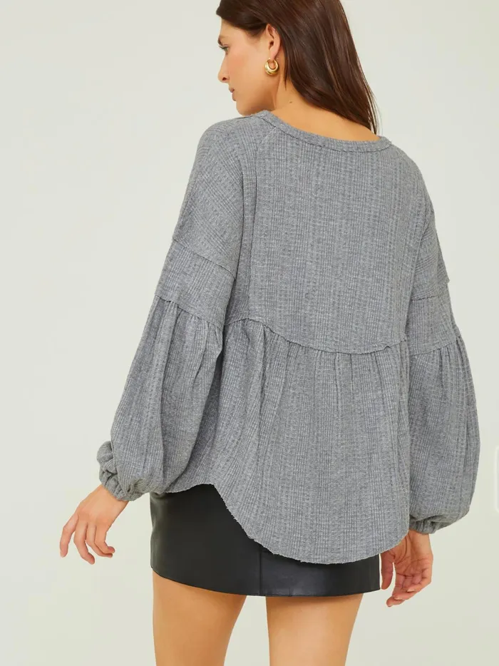 Women Eilish Babydoll Top Charcoal Altar039d State Blouses