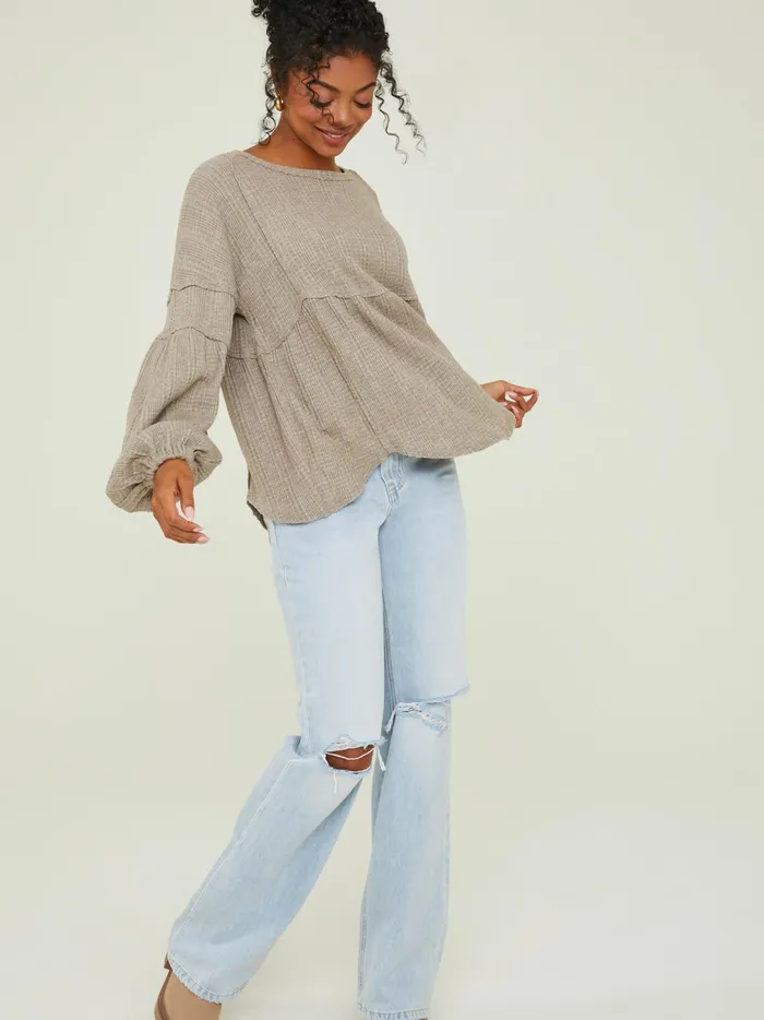 Women Eilish Babydoll Top Mocha Altar039d State Blouses