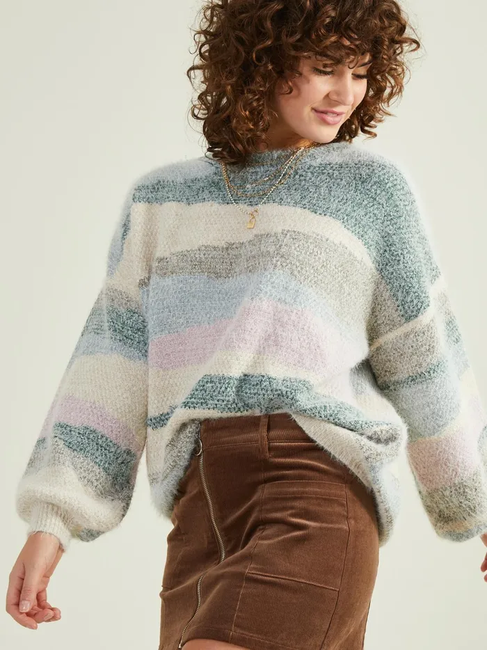 Women Elaine Striped Eyelash Sweater Greencombo Altar039d State Sweaters