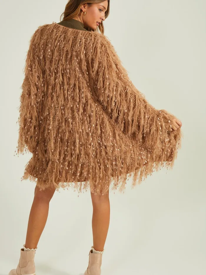 Women Emaline Shaggy Cardigan Taupe Altar039d State Sweaters