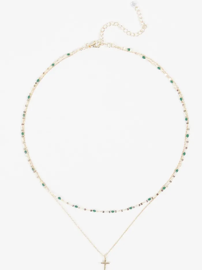 Women Emerald Cross Layered Necklace Gold Altar039d State Jewelry