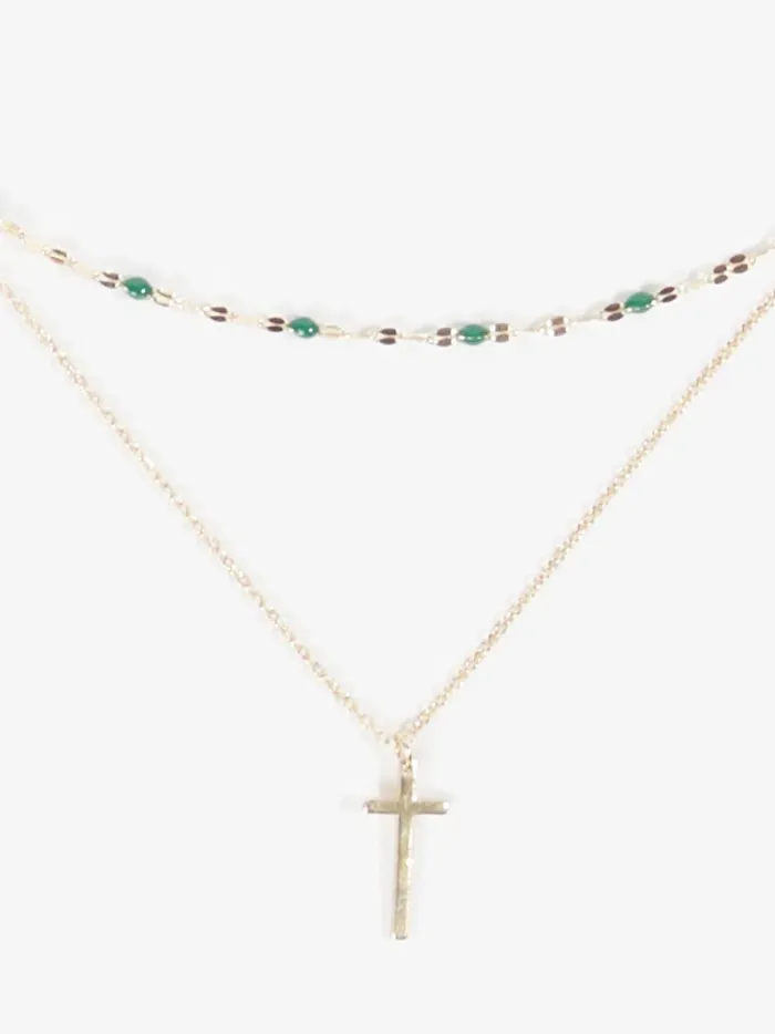 Women Emerald Cross Layered Necklace Gold Altar039d State Jewelry