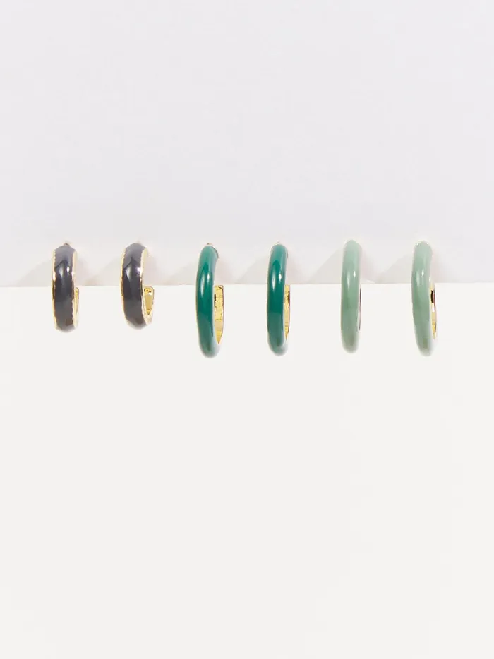 Women Enamel Hoop Earring Trio Greenmulti Altar039d State Jewelry