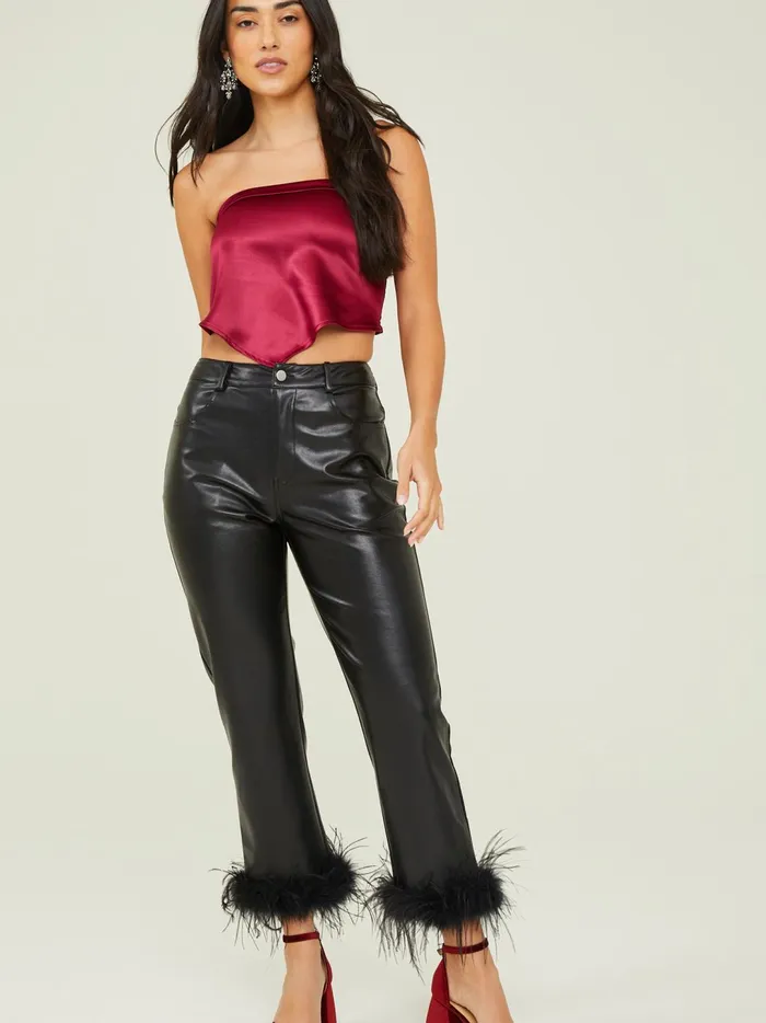 Women Esme Vegan Leather Feather Pants Black Altar039d State Pants