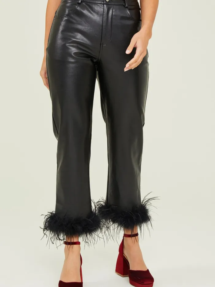 Women Esme Vegan Leather Feather Pants Black Altar039d State Pants
