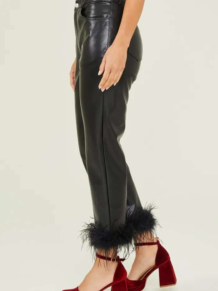 Women Esme Vegan Leather Feather Pants Black Altar039d State Pants