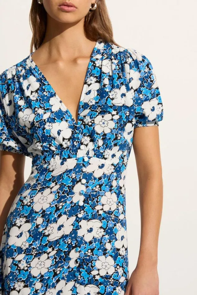 Women Faithfull The Brand Dresses Bellavista Midi Dress Vita Bella Floral Blue Exclusive