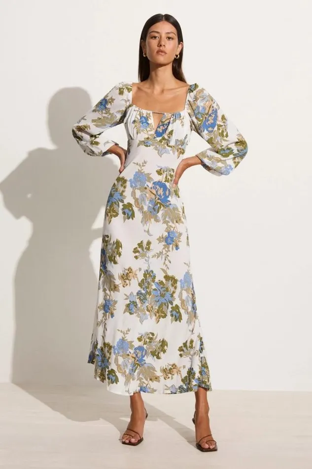 Women Faithfull The Brand Dresses Benedita Midi Dress Escala Floral Ivory