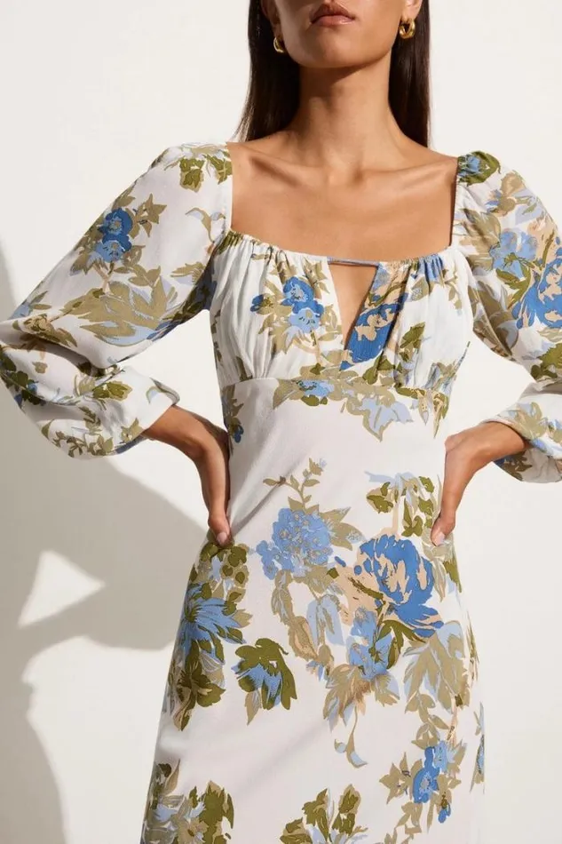 Women Faithfull The Brand Dresses Benedita Midi Dress Escala Floral Ivory