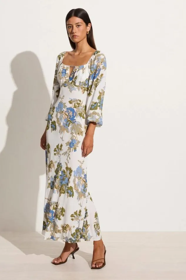 Women Faithfull The Brand Dresses Benedita Midi Dress Escala Floral Ivory