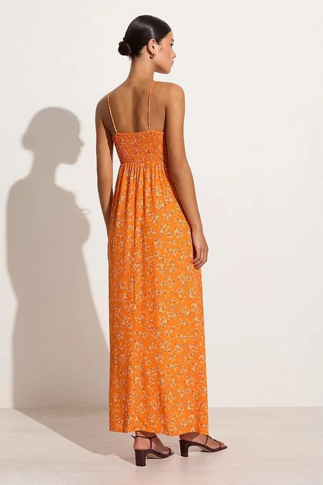Women Faithfull The Brand Dresses Gita Midi Dress Audrey Floral Orange 8211 Final Sale