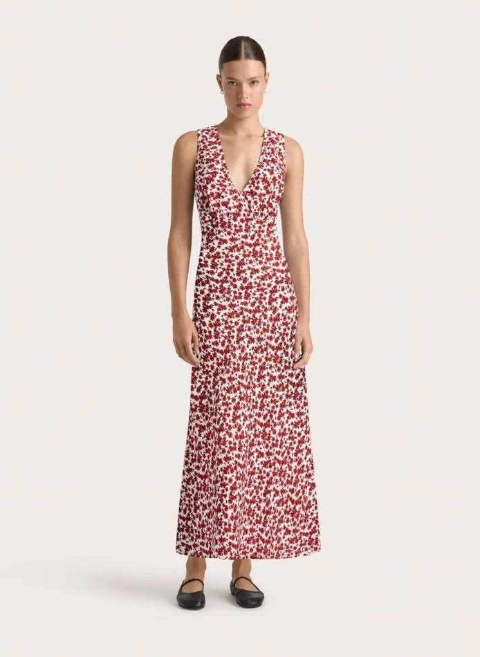 Women Faithfull The Brand Dresses Jardin Midi Dress Leilani Red