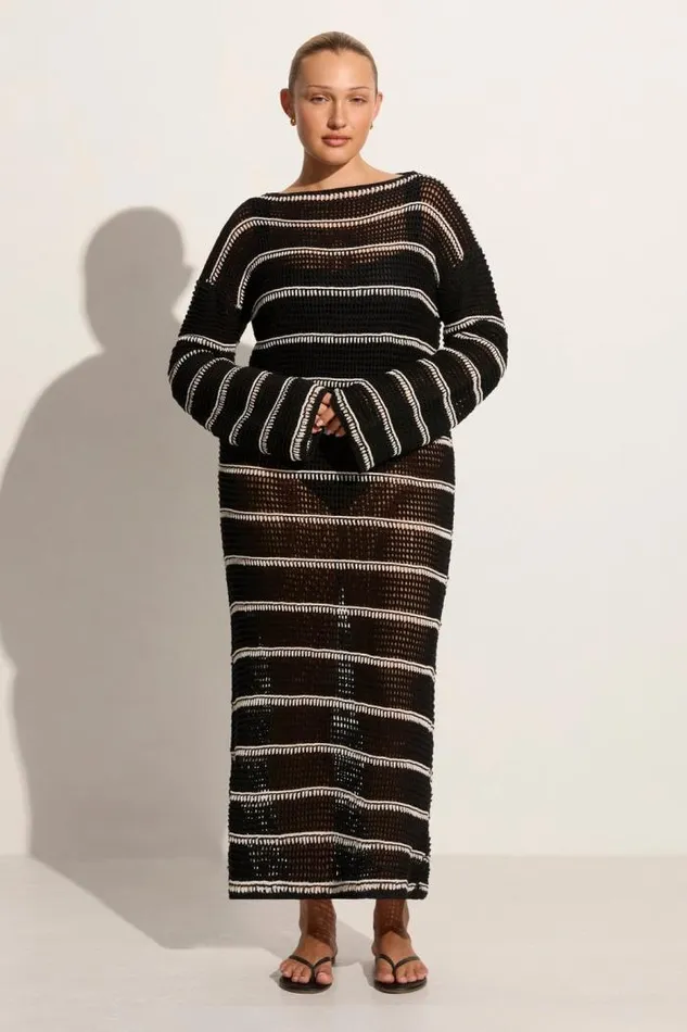 Women Faithfull The Brand Dresses Jesolo Crochet Dress BlackOff White