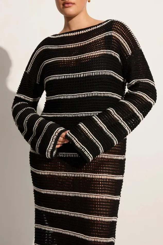 Women Faithfull The Brand Dresses Jesolo Crochet Dress BlackOff White