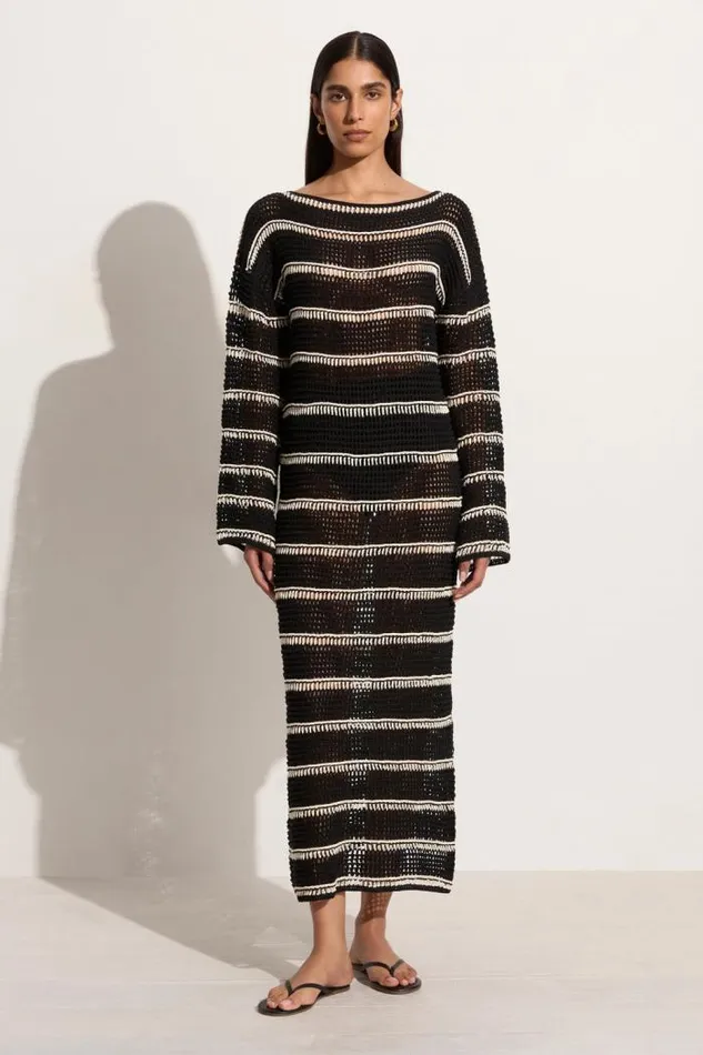 Women Faithfull The Brand Dresses Jesolo Crochet Dress BlackOff White