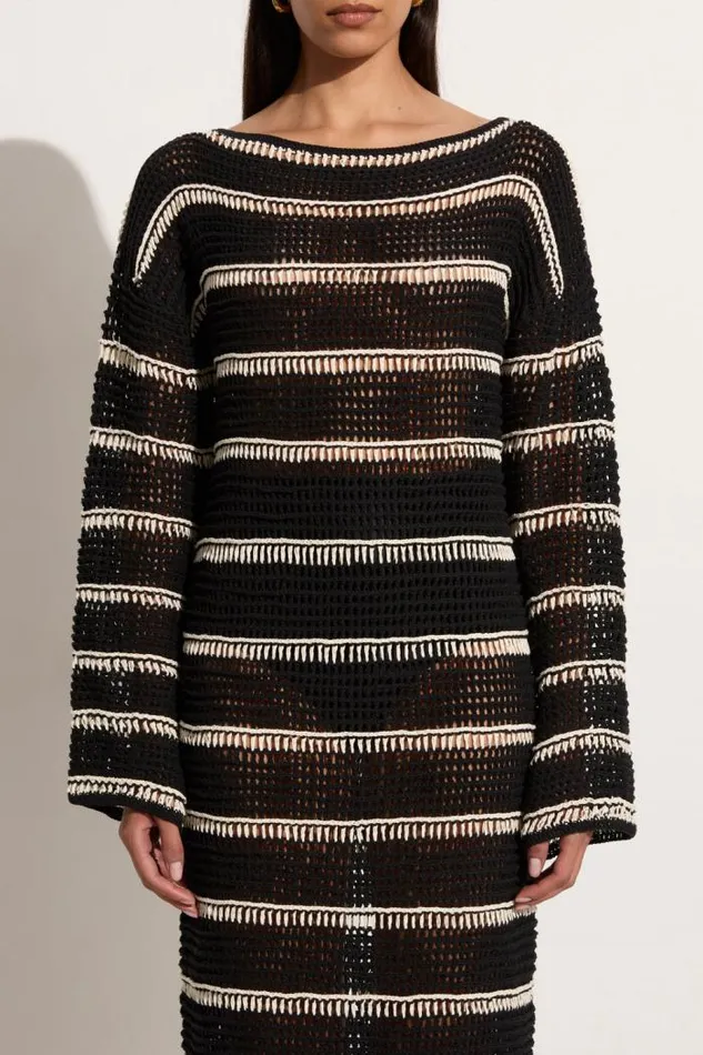 Women Faithfull The Brand Dresses Jesolo Crochet Dress BlackOff White