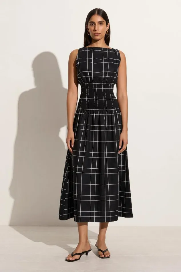 Women Faithfull The Brand Dresses La Canella Midi Dress Letizia Check Black