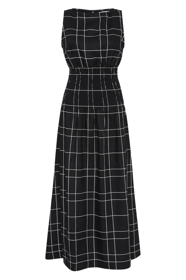 Women Faithfull The Brand Dresses La Canella Midi Dress Letizia Check Black