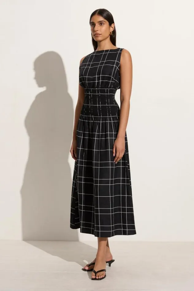 Women Faithfull The Brand Dresses La Canella Midi Dress Letizia Check Black