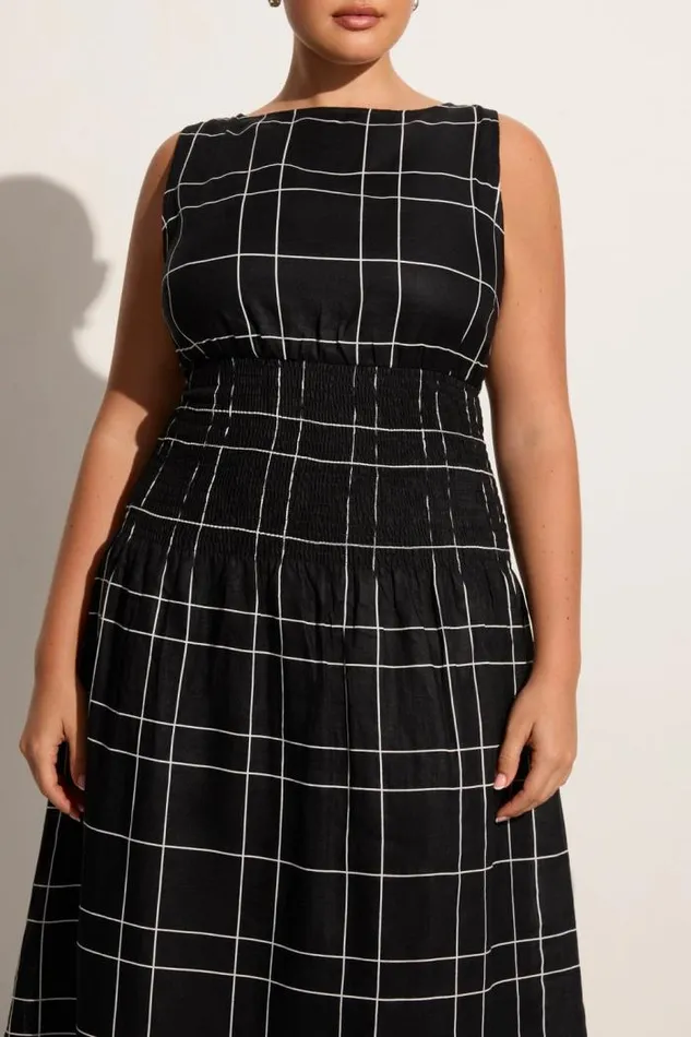 Women Faithfull The Brand Dresses La Canella Midi Dress Letizia Check Black