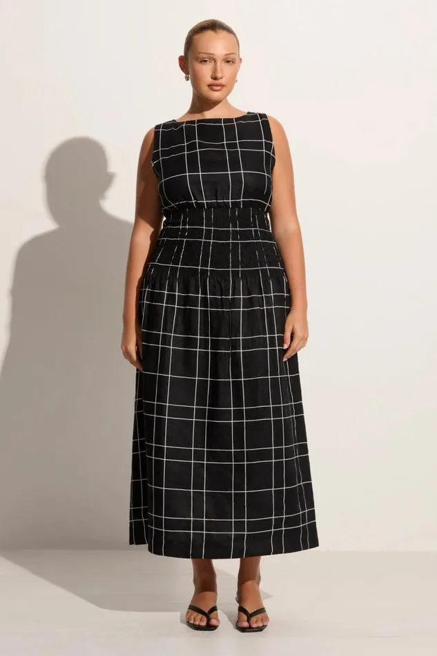 Women Faithfull The Brand Dresses La Canella Midi Dress Letizia Check Black