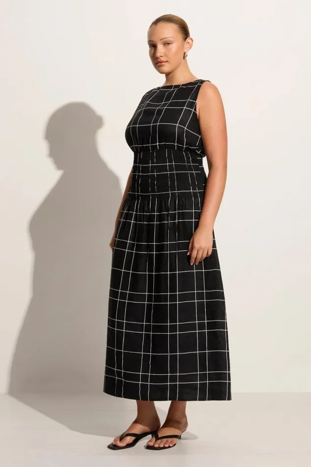 Women Faithfull The Brand Dresses La Canella Midi Dress Letizia Check Black