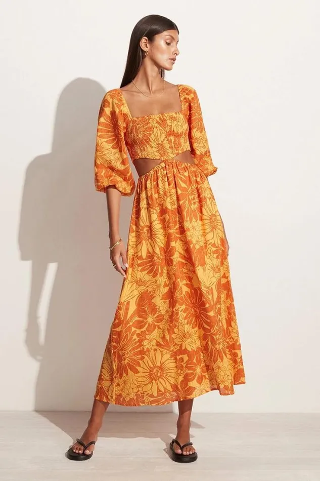 Women Faithfull The Brand Dresses Nadiva Midi Dress Zani Floral Print Burnt Orange 8211 Final Sale Women Faithfull The Brand Dresses Nadiva Midi Dress Zani Floral Print Burnt Orange 8211 Final Sale