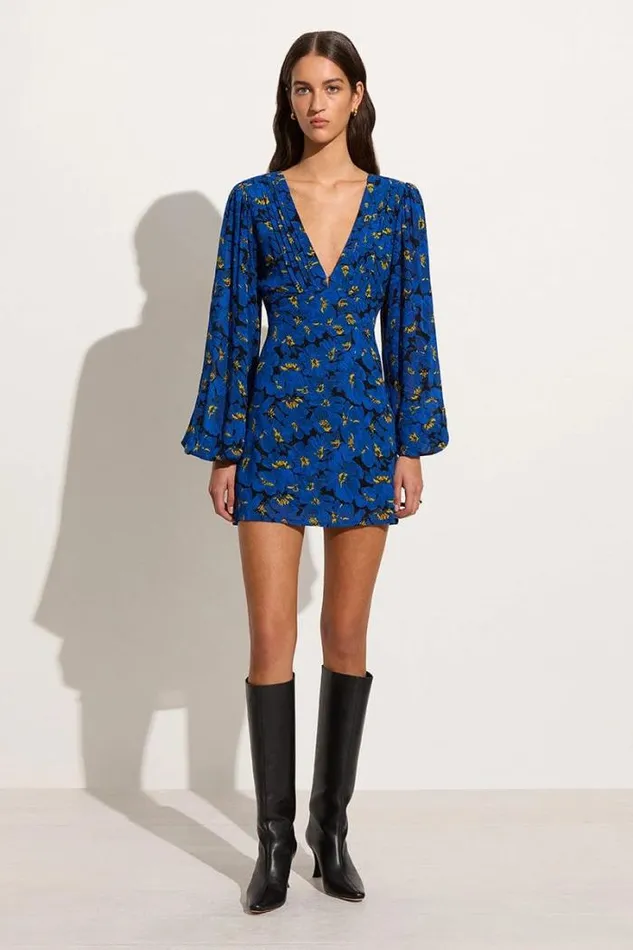 Women Faithfull The Brand Mini Dresses Blythe Mini Dress El Limon Floral Blue