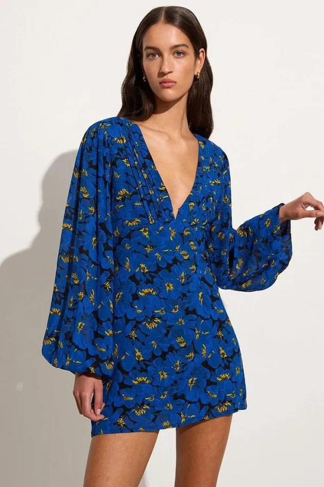 Women Faithfull The Brand Mini Dresses Blythe Mini Dress El Limon Floral Blue