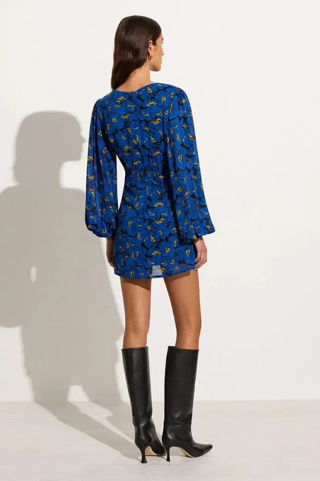Women Faithfull The Brand Mini Dresses Blythe Mini Dress El Limon Floral Blue