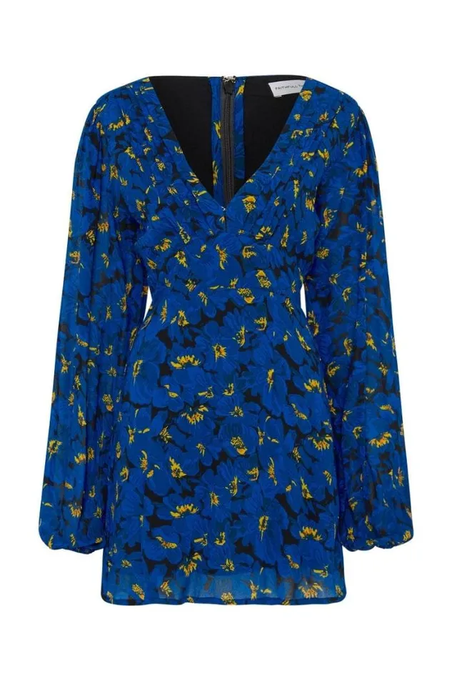 Women Faithfull The Brand Mini Dresses Blythe Mini Dress El Limon Floral Blue