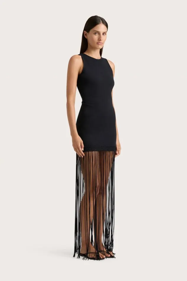 Women Faithfull The Brand Mini Dresses Maceio Fringed Dress Black