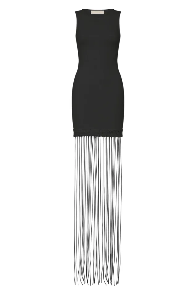 Women Faithfull The Brand Mini Dresses Maceio Fringed Dress Black