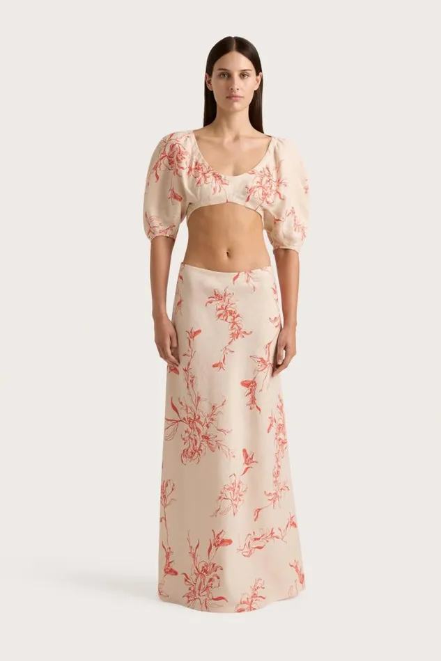 Women Faithfull The Brand Skirts and Shorts Antibes Maxi Skirt Leilani Vermilion Women Faithfull The Brand Skirts and Shorts Antibes Maxi Skirt Leilani Vermilion