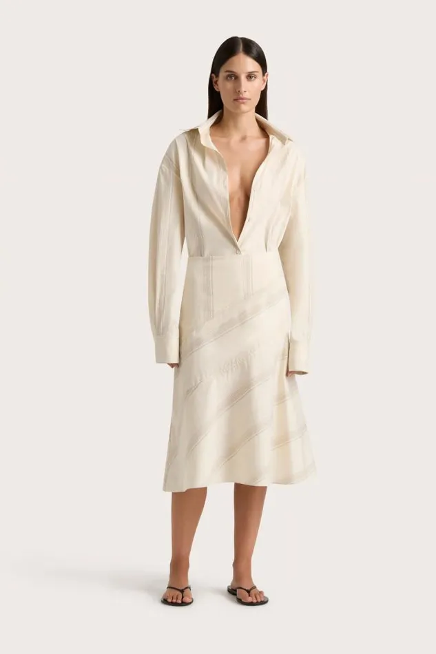 Women Faithfull The Brand Skirts and Shorts En Vau Skirt Foam Taupe Stripe