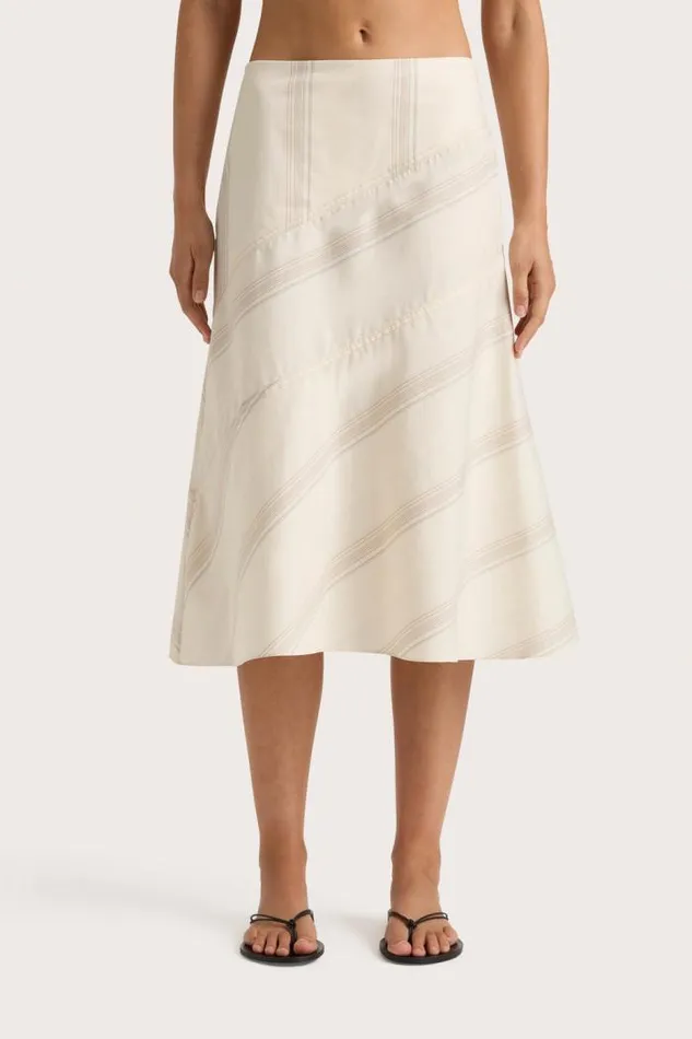 Women Faithfull The Brand Skirts and Shorts En Vau Skirt Foam Taupe Stripe