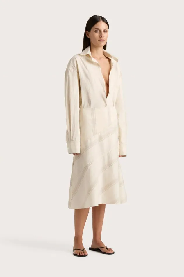Women Faithfull The Brand Skirts and Shorts En Vau Skirt Foam Taupe Stripe