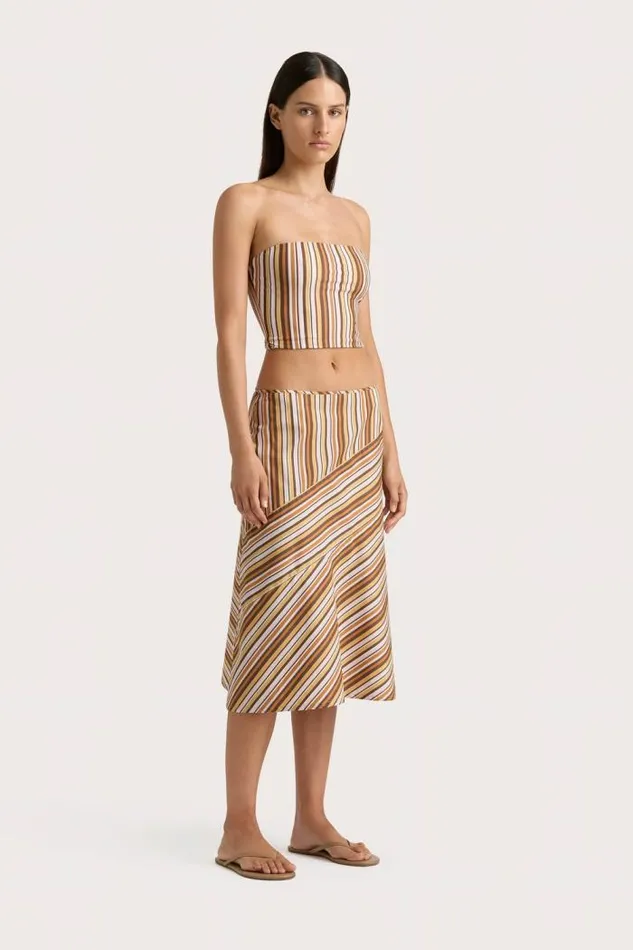 Women Faithfull The Brand Skirts and Shorts En Vau Skirt Terracotta Stripe