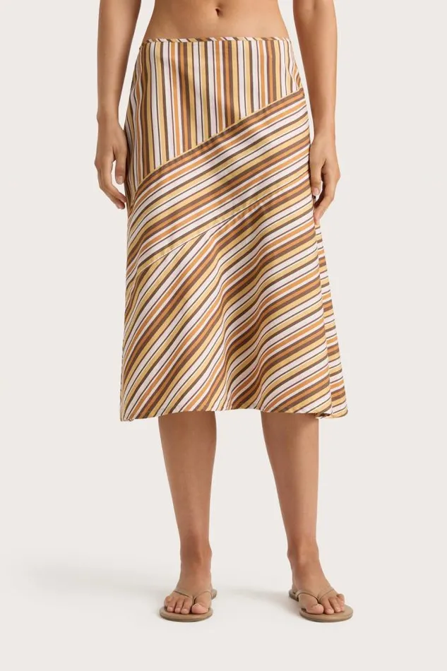 Women Faithfull The Brand Skirts and Shorts En Vau Skirt Terracotta Stripe