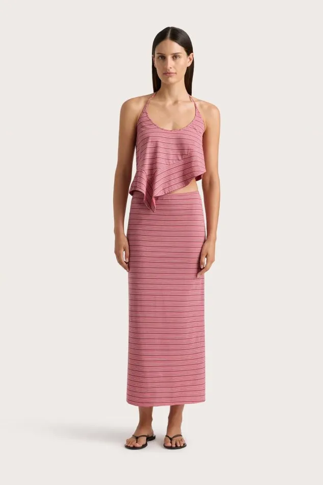 Women Faithfull The Brand Skirts and Shorts Maceio Midi Skirt Vermillion Stripe