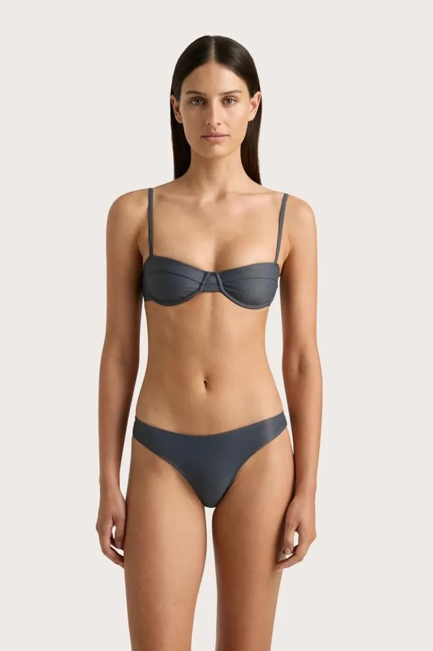 Women Faithfull The Brand Swim Farrah Bikini Top Charred Navy