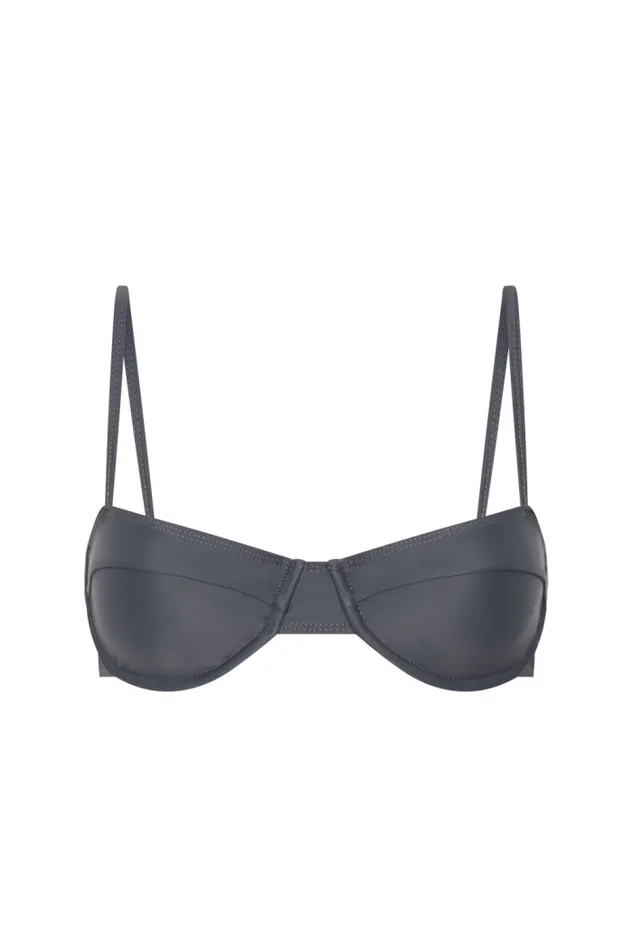 Women Faithfull The Brand Swim Farrah Bikini Top Charred Navy
