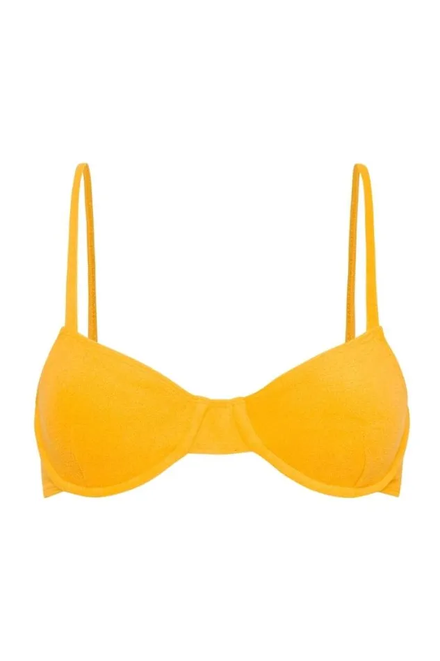 Women Faithfull The Brand Swim Maxime Bikini Top Citrus Towelling 8211 Final Sale